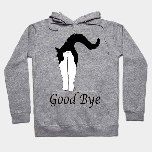 Cute Tuxedo Cat says Good Bye  Copyright TeAnne Hoodie by TeAnne